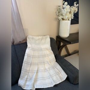 White House Black Market Cream Strapless Eyelet A-Line Dress Size 8. NWT